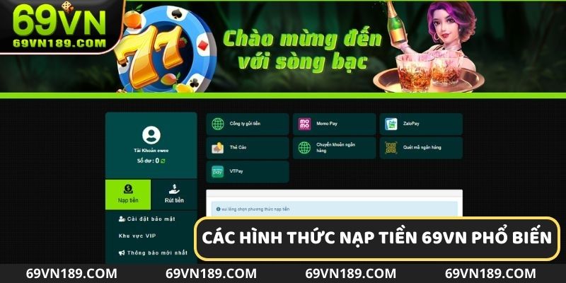 Những phương thức nạp tiền 69VN phổ biến hiện nay