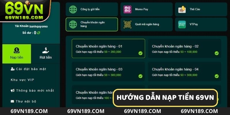 Quy trình nạp tiền 69VN đơn giản và nhanh chóng